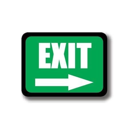 Ergomat 12in x 12in RECTANGLE SIGNS - GreenEXITArrow DSV-SIGN 144 #2362 -UEN